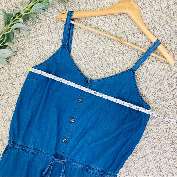 Old Navy chambray tie waist button up romper large - Picture 6 of 10